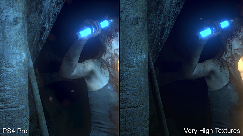 На PC изображение выглядит более детализированным. На PlayStation 4 Pro в этой сцене больше света, а также добавлен эффект боке